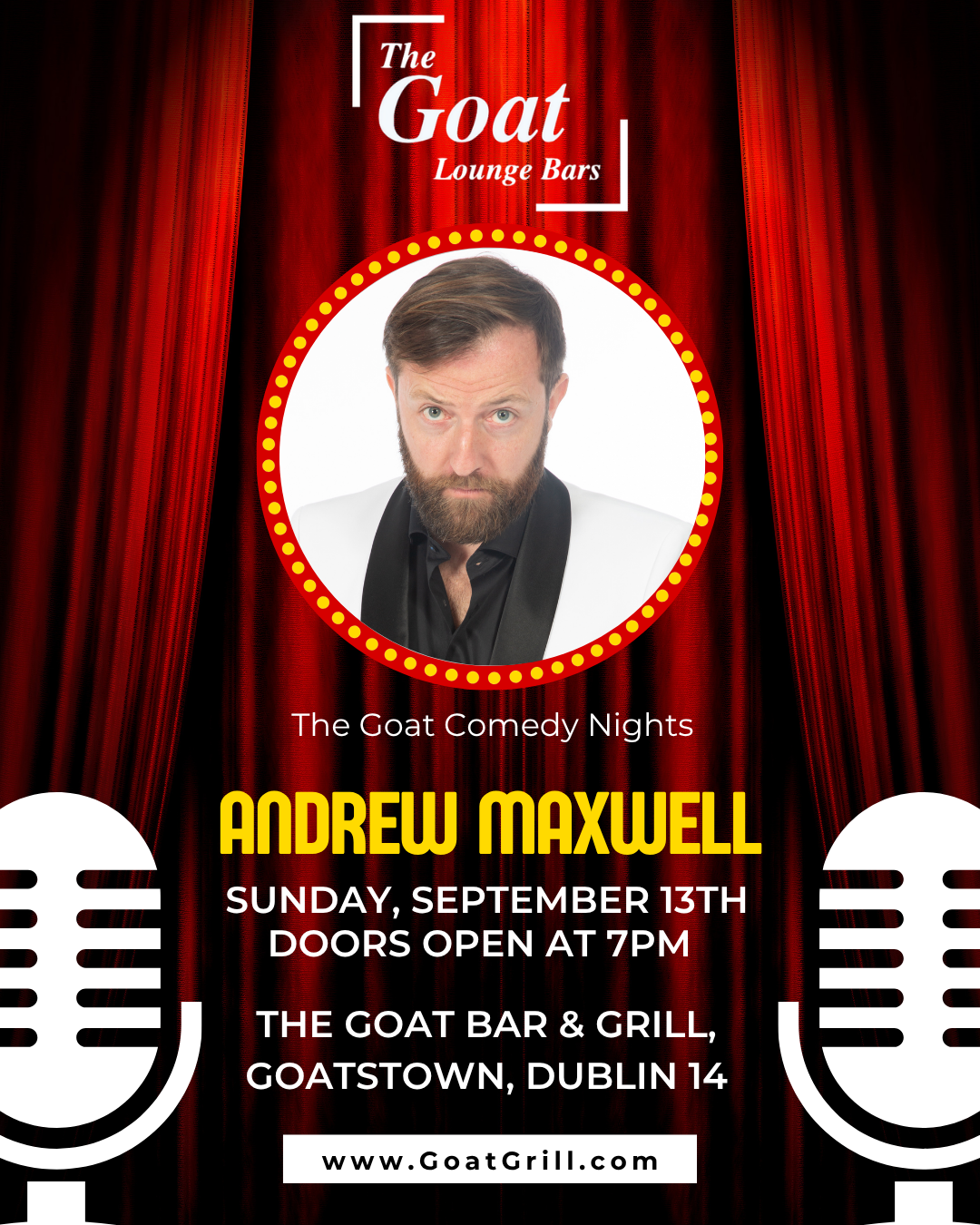 Andrew Maxwell live at The Goat Comedy Nights, Sunday 13 September